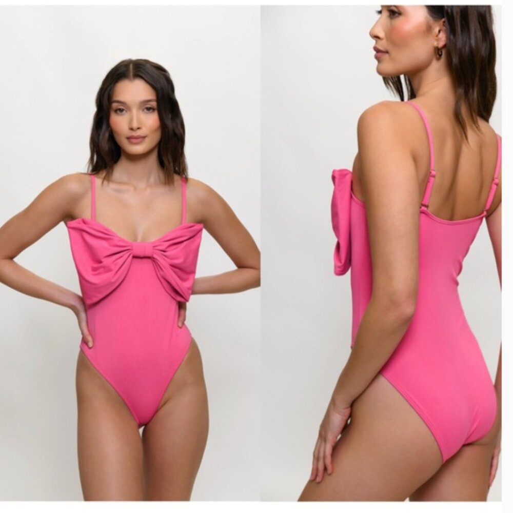 NWT Anthropologie X Hutch Dita Bow One Piece Swimsuit Size X- Small Pink
